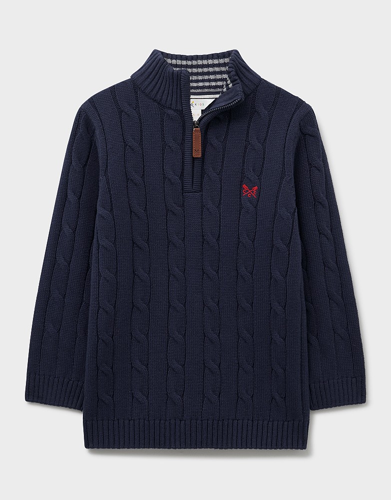 Oarsman Cable Half-Zip Jumper in Navy