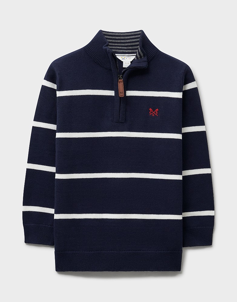 Half Zip Jumper in Navy and White