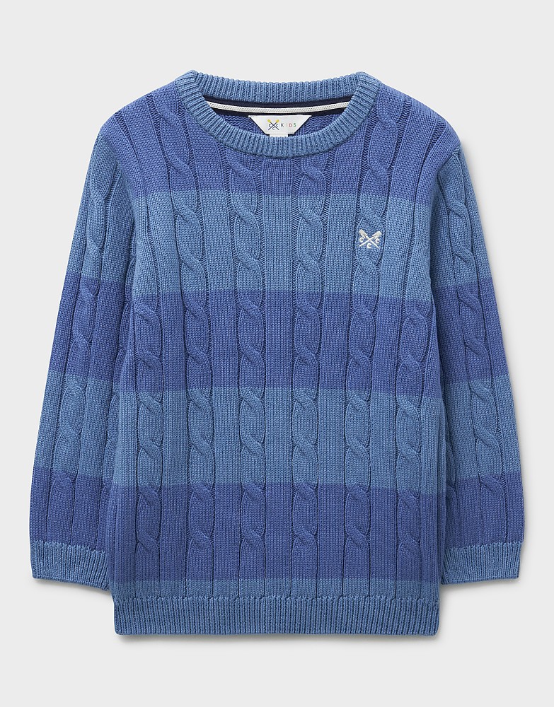 Heritage Cable Cotton Stripe Jumper in Blue Multi