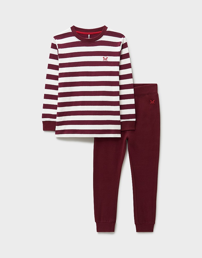 Yarn Dyed Long Sleeve Pyjama Set in Burgundy