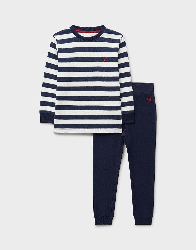 Yarn Dyed Long Sleeve Pyjama Set in Navy