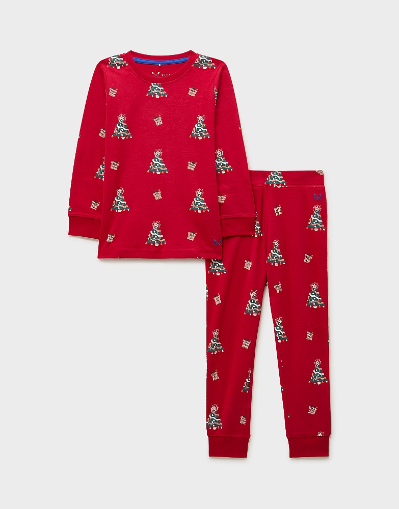 Long Sleeve Printed Christmas Pyjama Set in Red