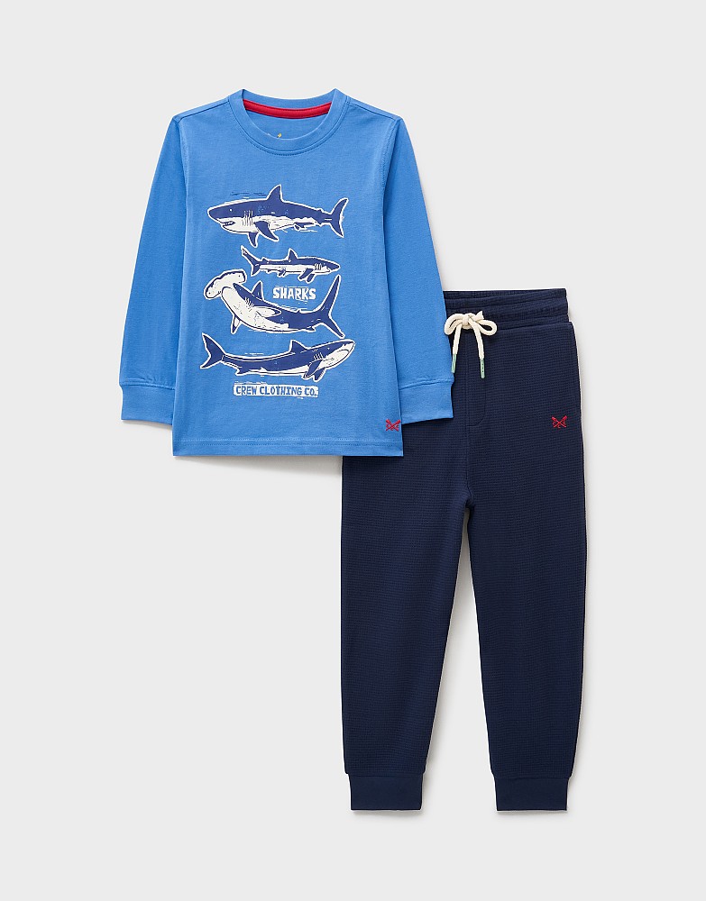 Waffle Pyjama Set in Dusty Blue