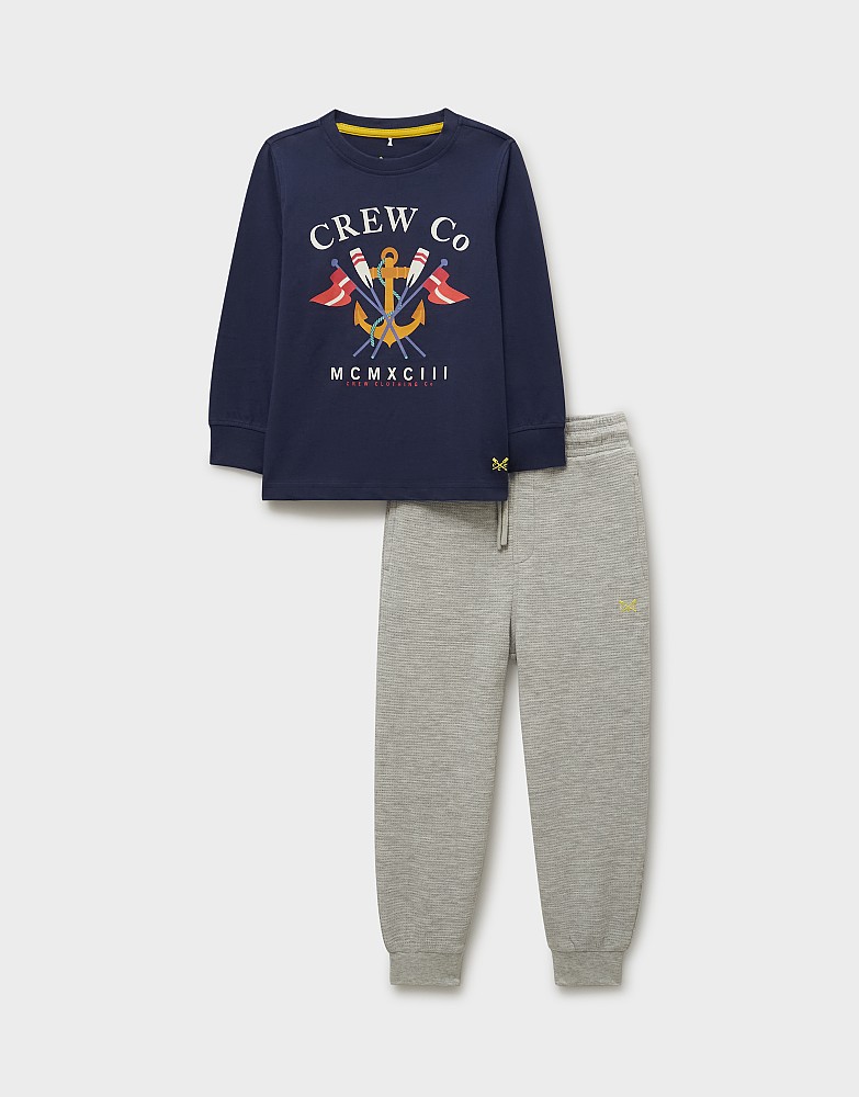 Waffle Pyjama Set in Navy Blue