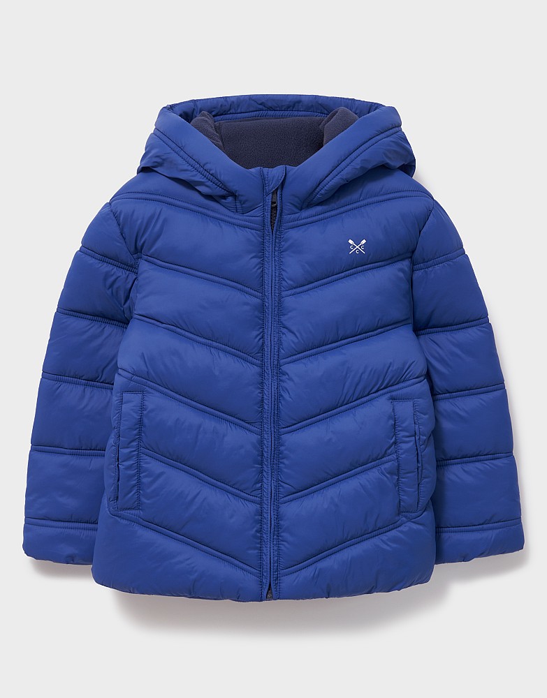 Cosy Midweight Chevron Puffer Jacket in Blue