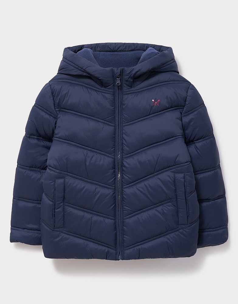 Cosy Midweight Chevron Puffer Jacket in Navy
