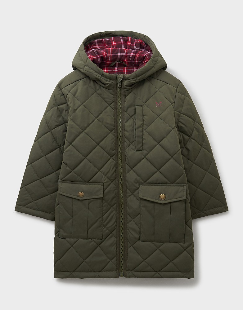 Hooded Quilt Coat in Green