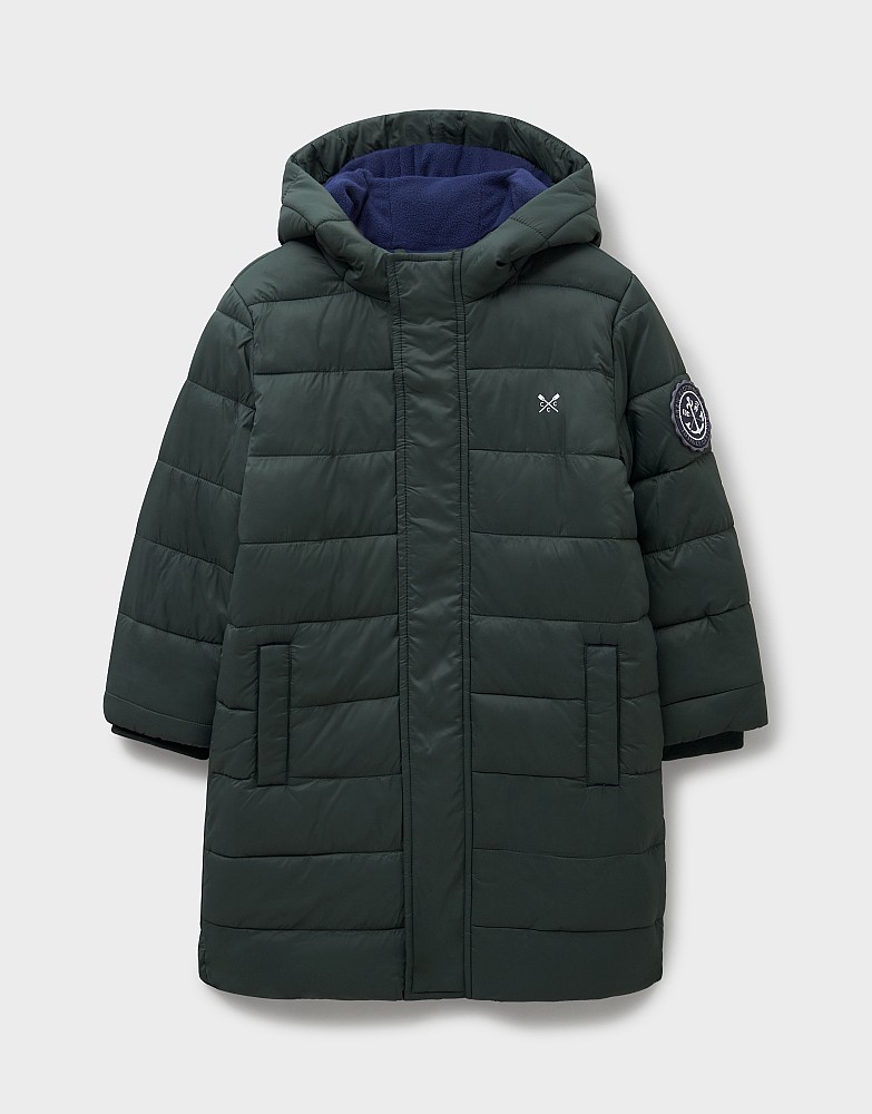 Longline Micro Fleece Lined Jacket in Green