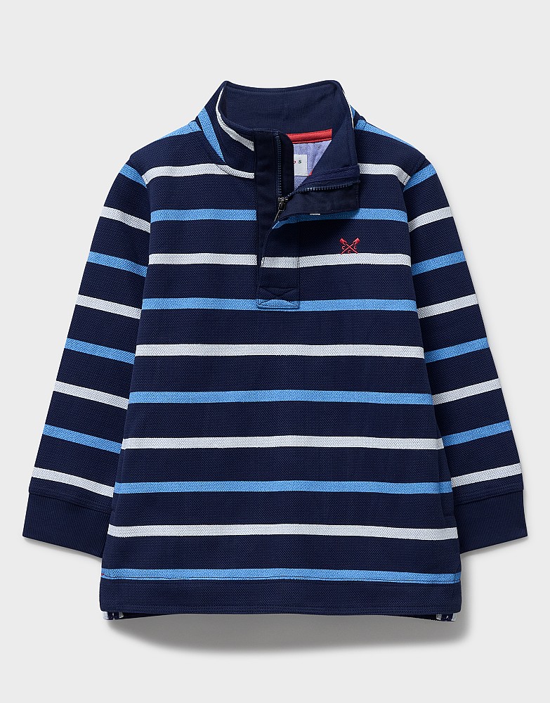Stripe Piqué Padstow Sweatshirt in Navy Multicolour