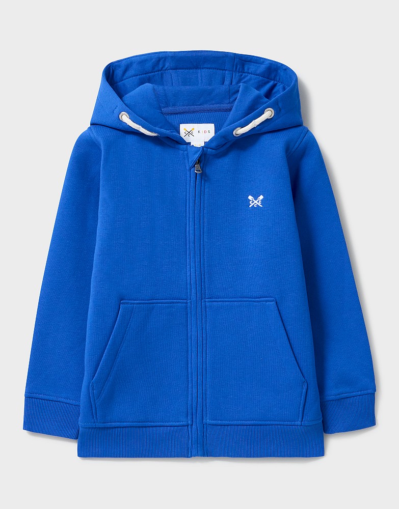 Crossed Oars Zip Through Hoodie in Blue