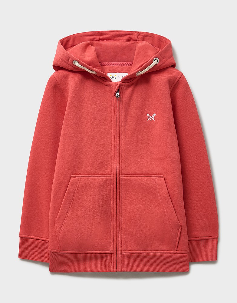 Crossed Oars Zip Through Hoodie in Coral
