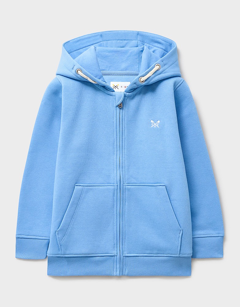 Crossed Oars Zip Through Hoodie in Light Blue