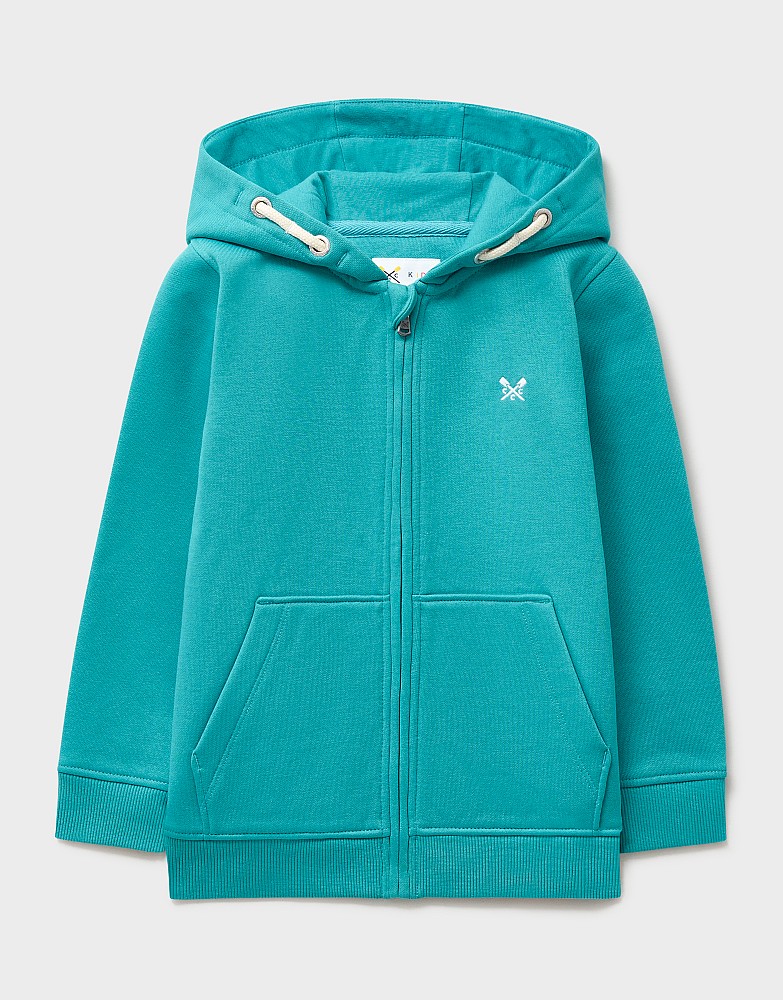 Crossed Oars Zip Through Hoodie in Turquoise