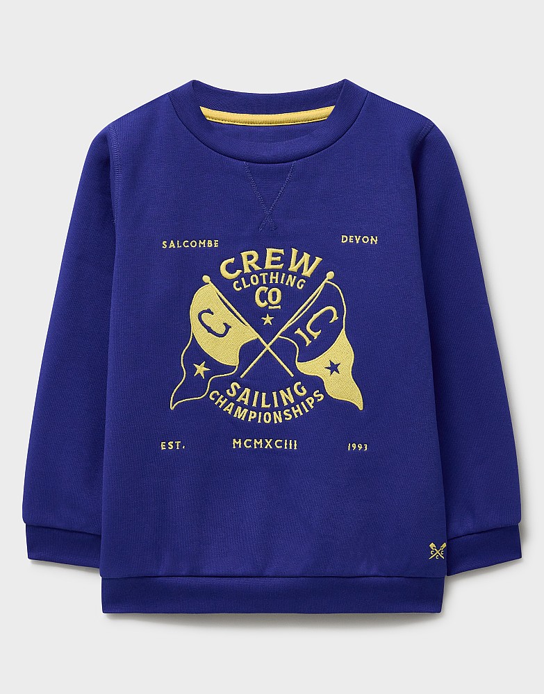Embroidered Crew Sweatshirt in Blue