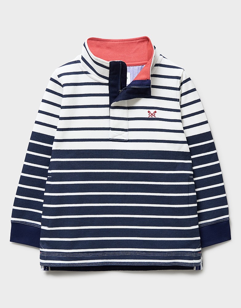 Cotton Piqué Padstow in Navy Stripes