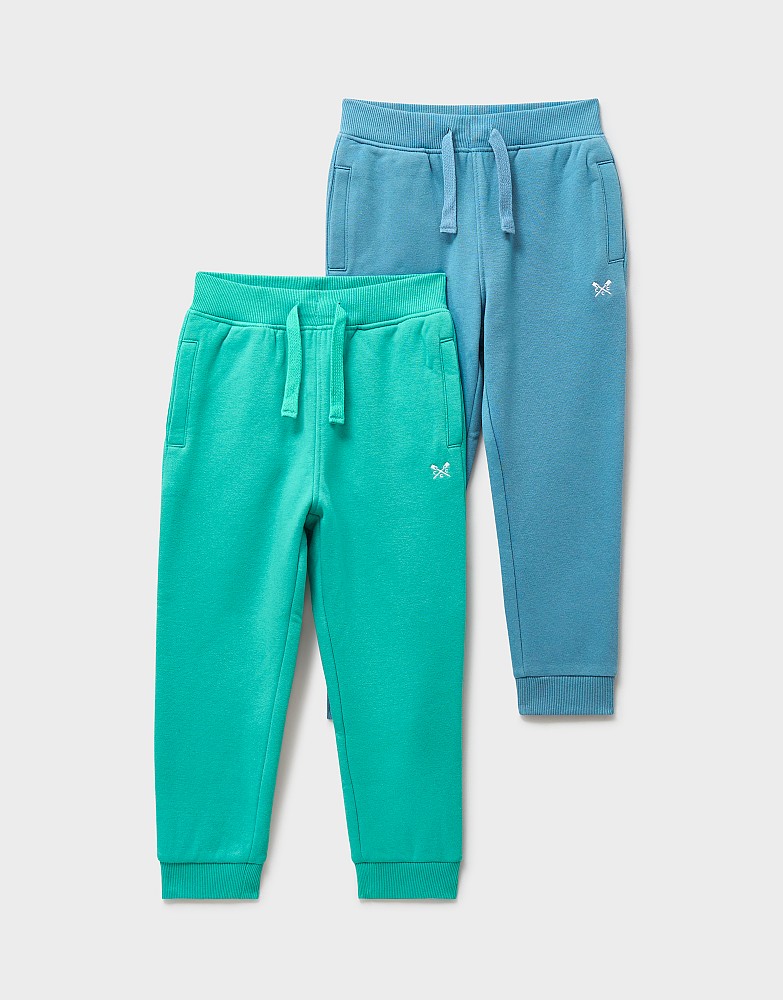 Cotton Blend Crossed Oars Joggers 2 Pack in Blue and Green