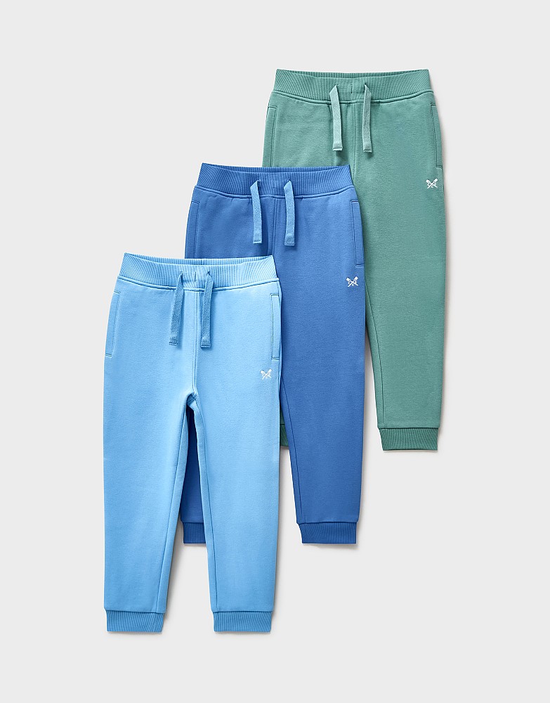 Crossed Oars Joggers 3 Pack in Blue and Green