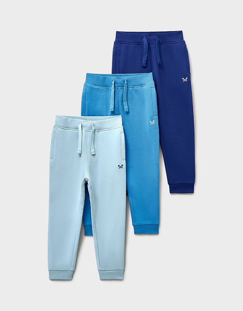 Crossed Oars Joggers 3 Pack in Blue