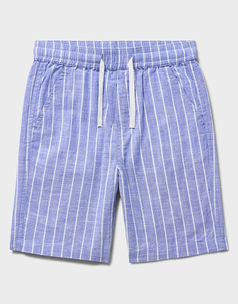 Striped Woven Cotton Shorts in Blue