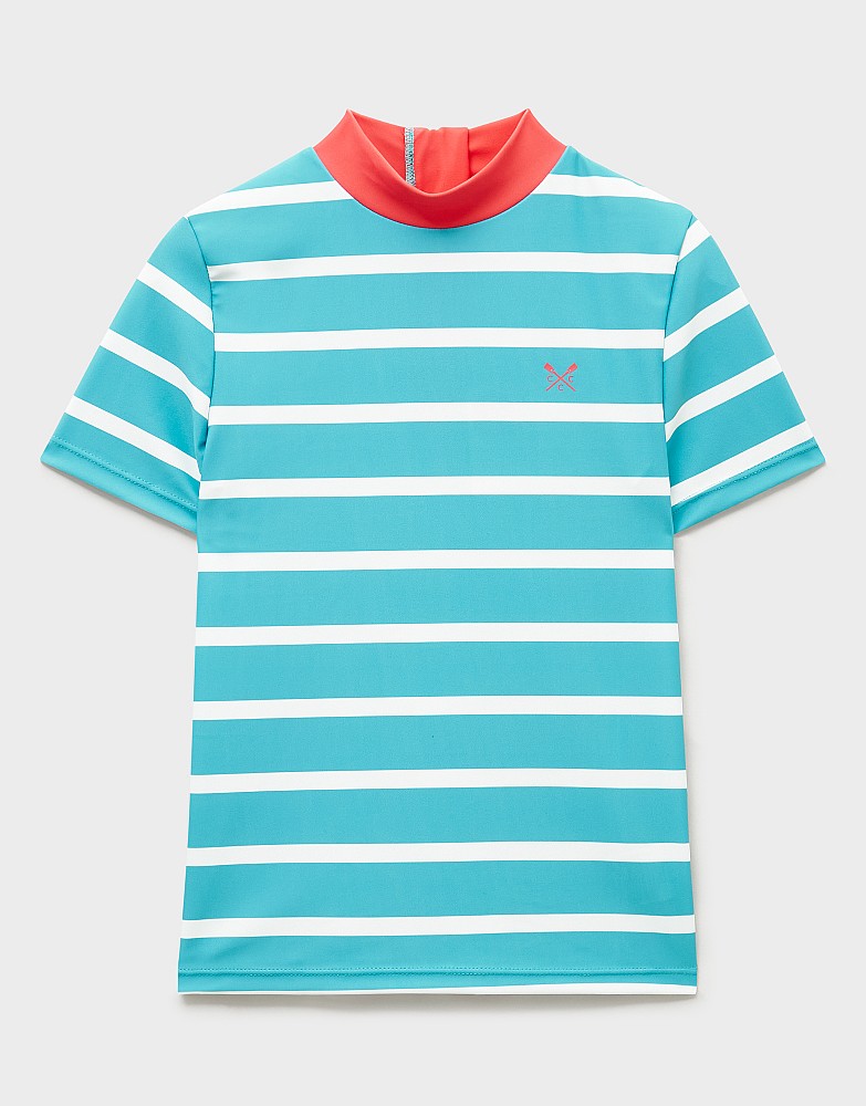 Rash Vest in Teal Green & White Stripe