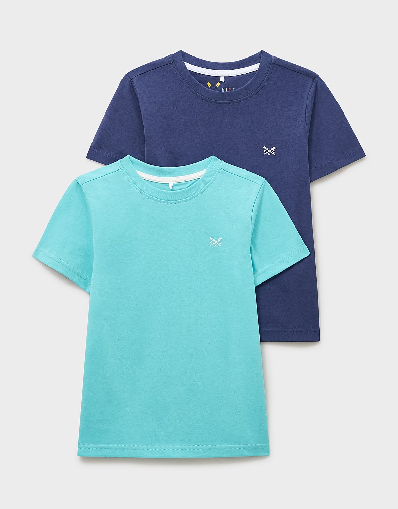 2 Pack Classic Cotton Tees in Aqua & Indigo Blue