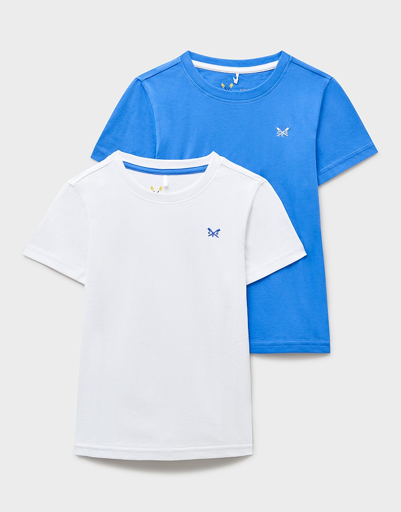 2 Pack Classic Cotton Tees in White & Blue