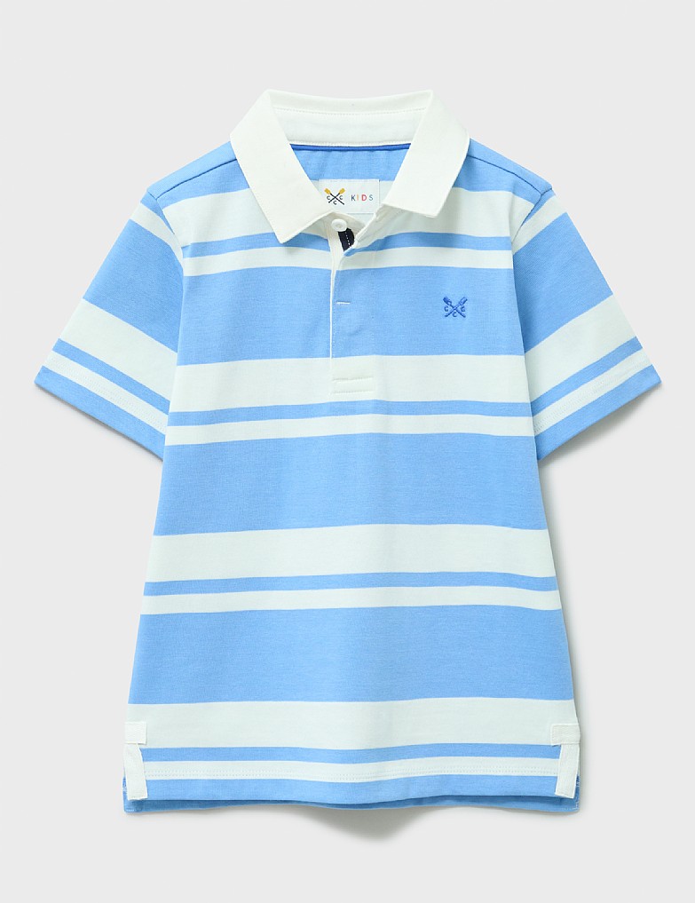 Short-Sleeve Rugby Shirt in Blue & White Stripes