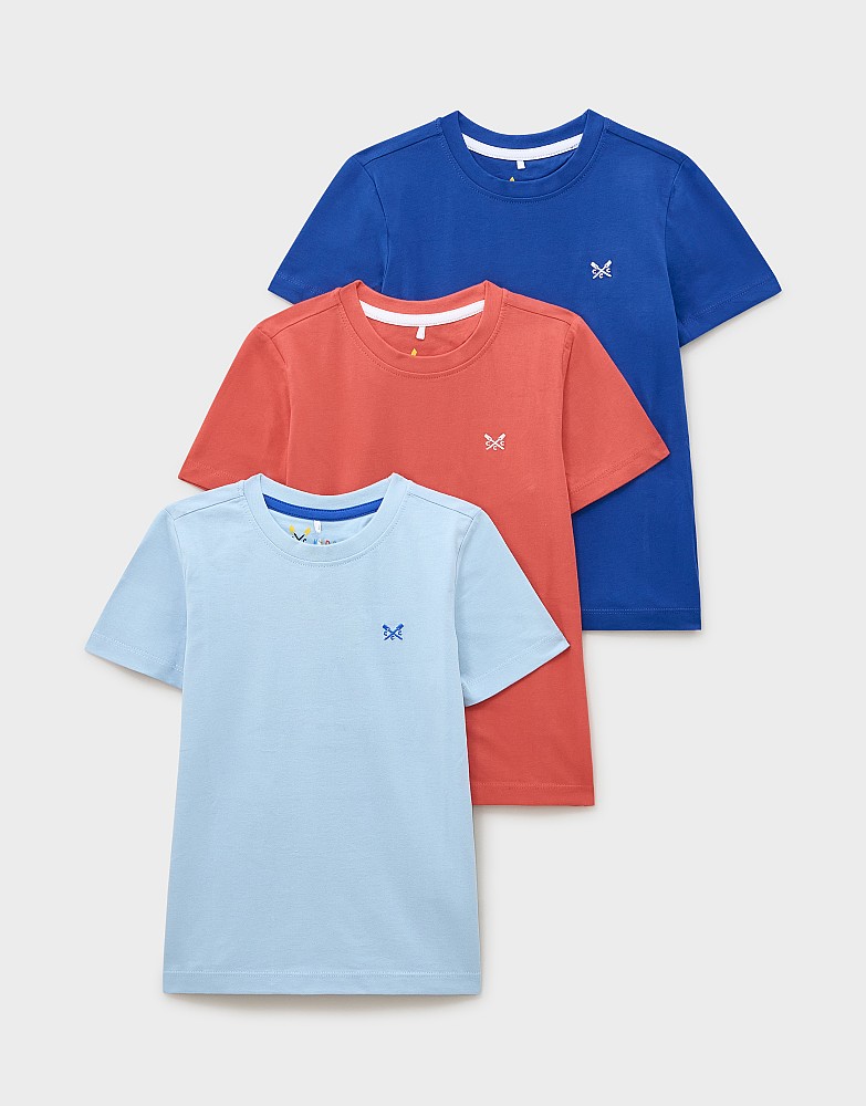 3 Pack Classic Cotton Tees in Blue & Red