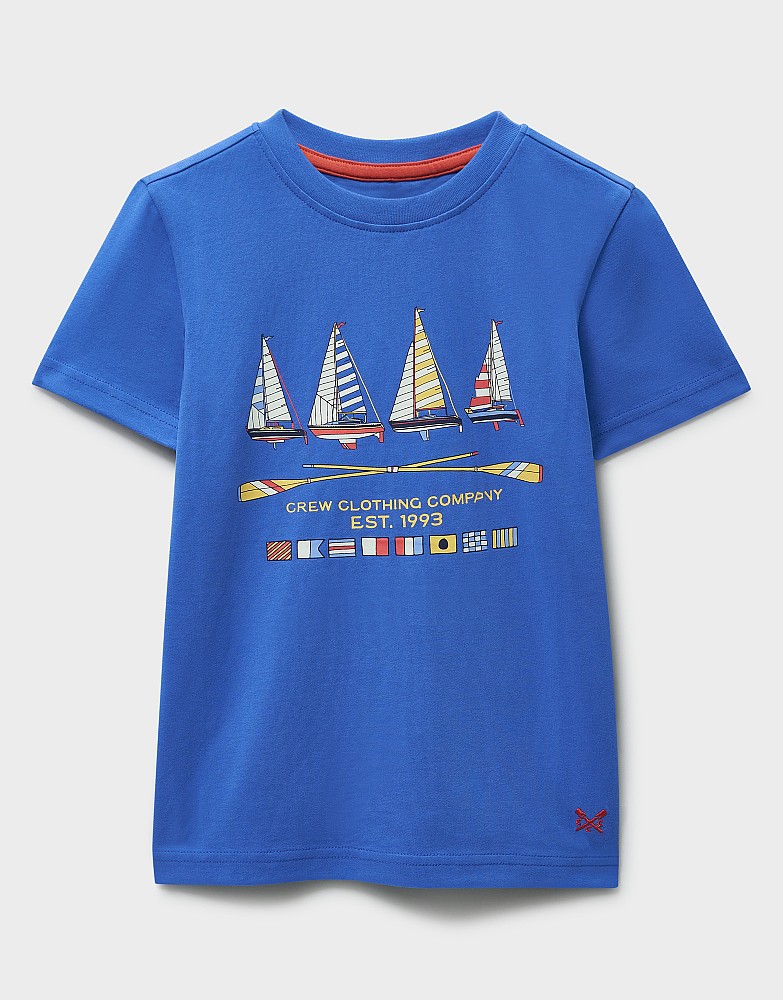 Crew Classic Boat and Flag Graphic Tee in Cobalt