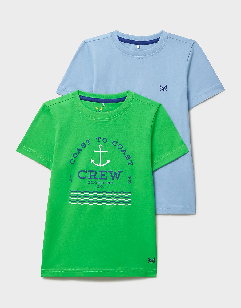 2 Pack Cotton T-Shirts in Blue and Green
