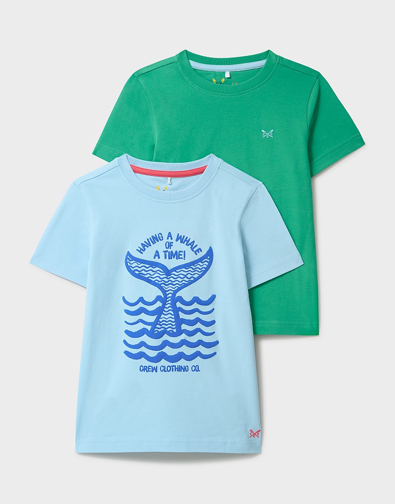 2 Pack Cotton T-Shirts in Light Blue and Green
