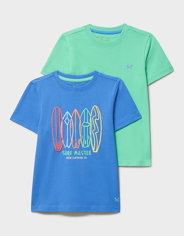 2 Pack Classic Cotton Tees in Green & Light Blue
