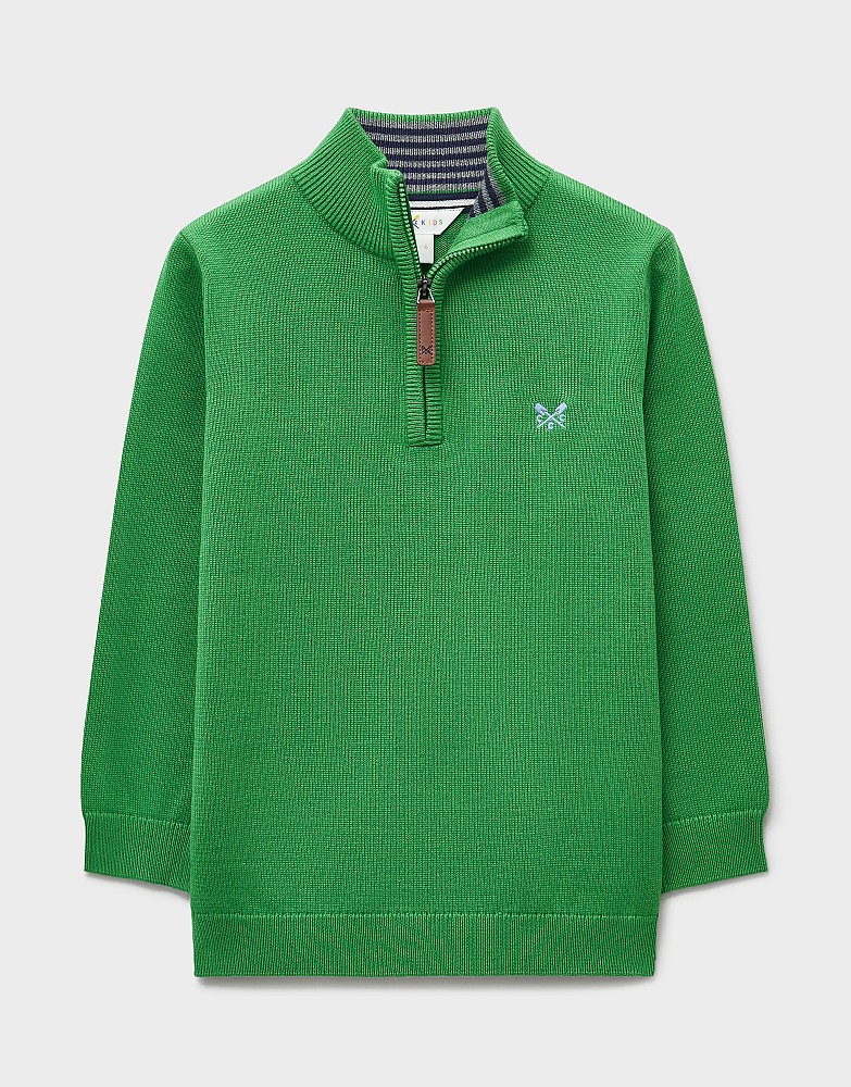 Classic Cotton Half-Zip Jumper in Green