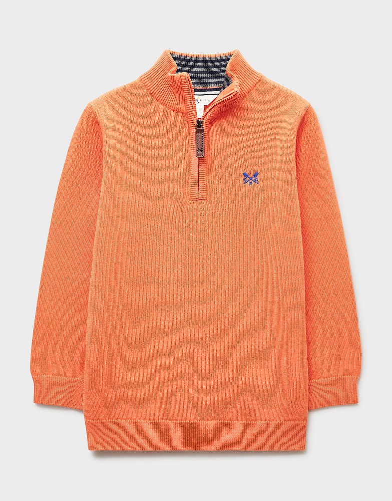 Classic Cotton Half-Zip Jumper in Orange