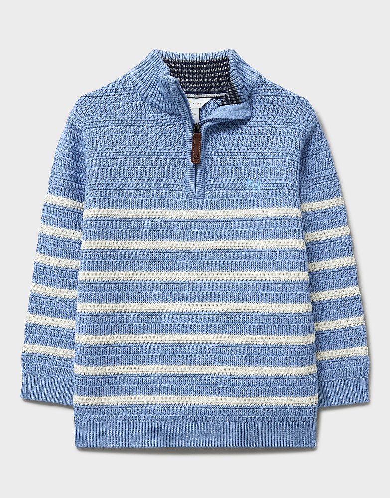 Stripe Half Zip Knit in Blue and White