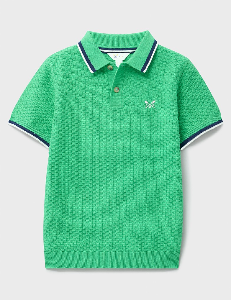 Short Sleeve Knitted Polo in Green