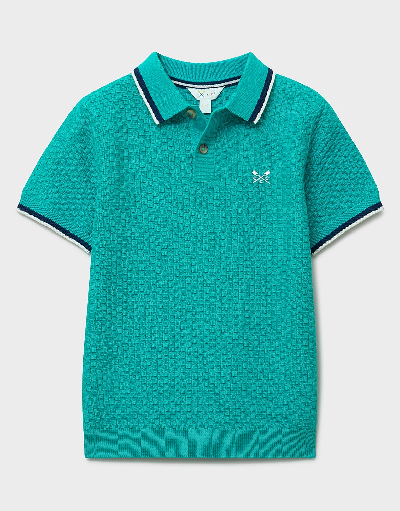 Short Sleeve Knitted Polo in Teal