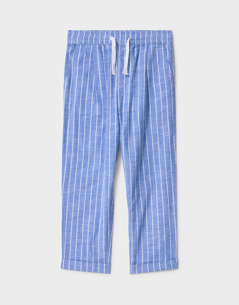 Relaxed Cotton Drawstring Trousers in Blue