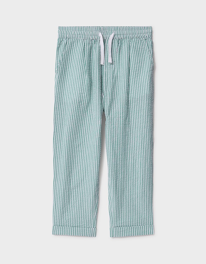 Relaxed Cotton Drawstring Trousers in Green