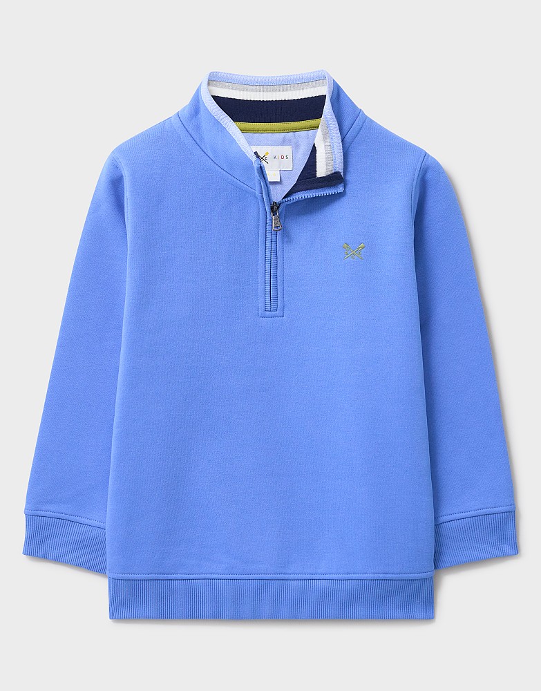 Yarn-Dyed Half Zip Sweatshirt in Blue