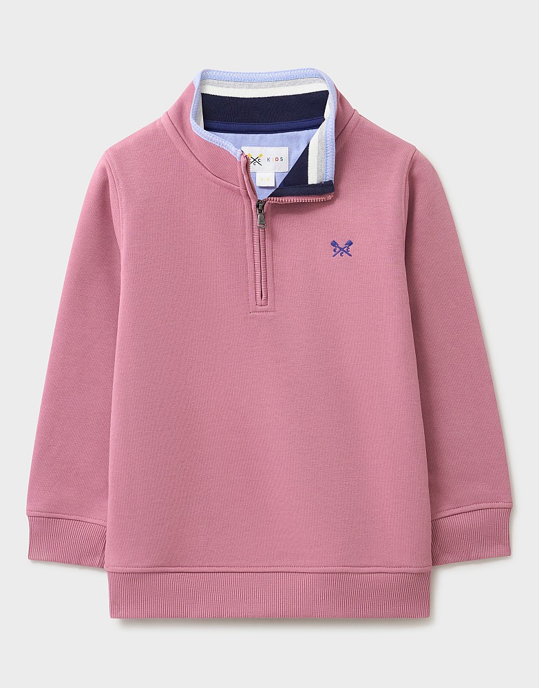 Yarn-Dyed Half Zip Sweatshirt in Dusty Rose