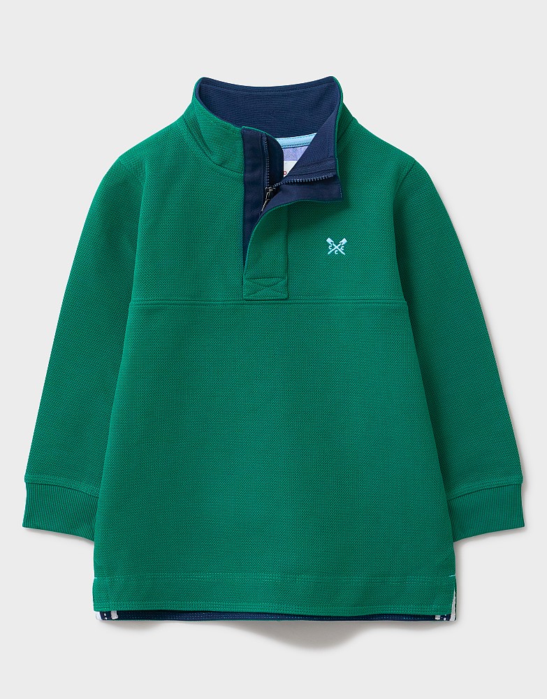 Padstow Pique Sweatshirt in Dark Green