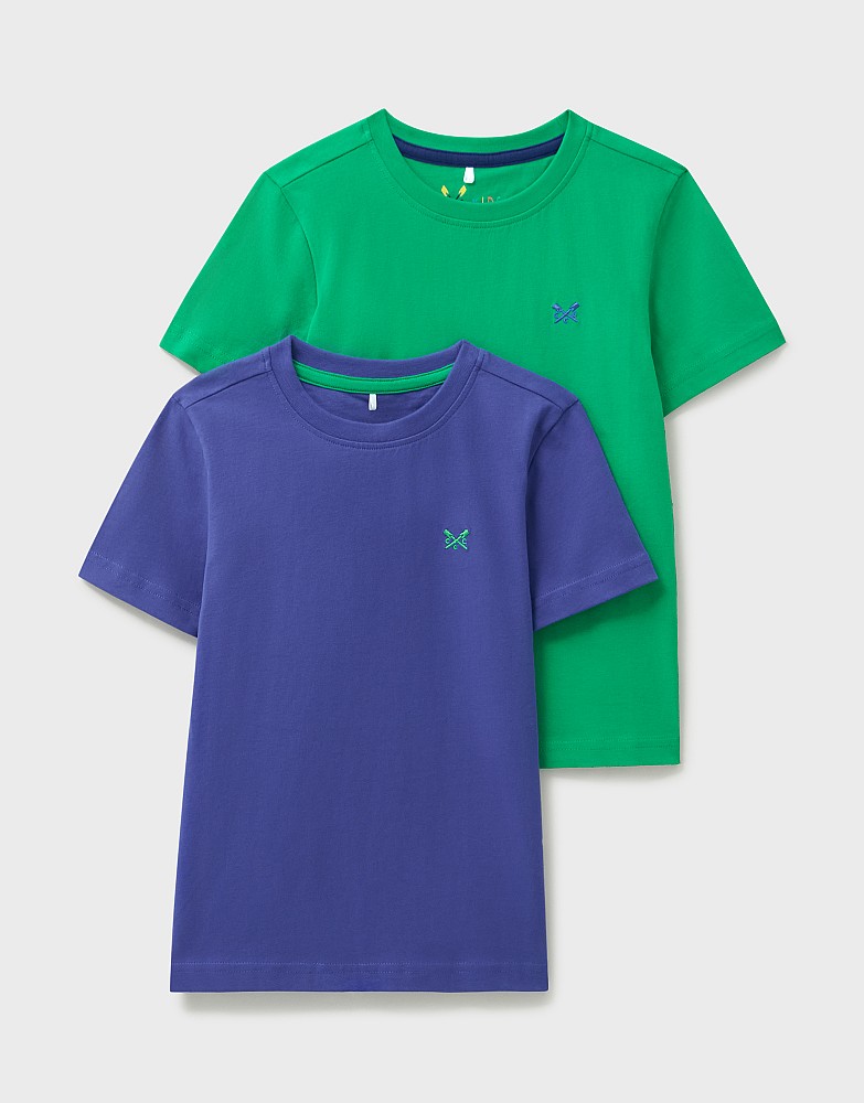 2 Pack Short Sleeve T-Shirts in Blue and Green