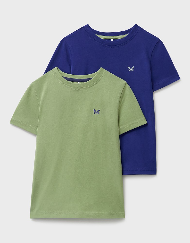 2 Pack Short Sleeve T-Shirts in Blue and Khaki