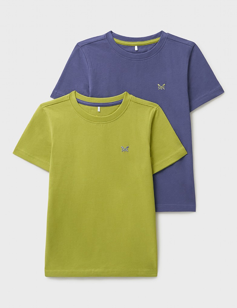 2 Pack Short Sleeve T-Shirts in Moss and Blue