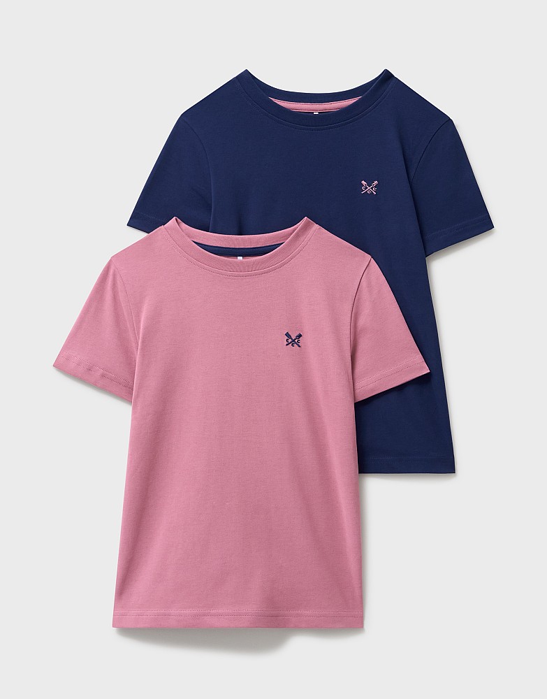 2 Pack Short Sleeve T-Shirts in Pink and Navy