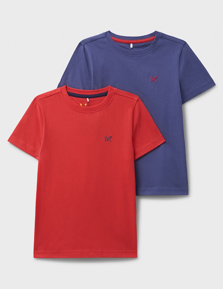 2 Pack Short Sleeve T-Shirts in Red and Blue