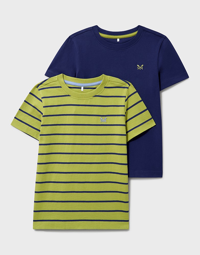 2 Pack Stripe and Solid T-Shirt in Blue and Green