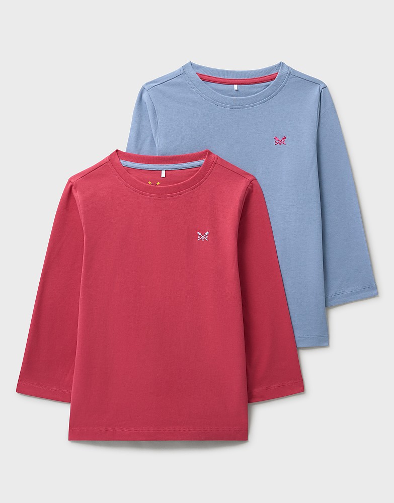 2 Pack Long Sleeve T-Shirts in Pink and Blue