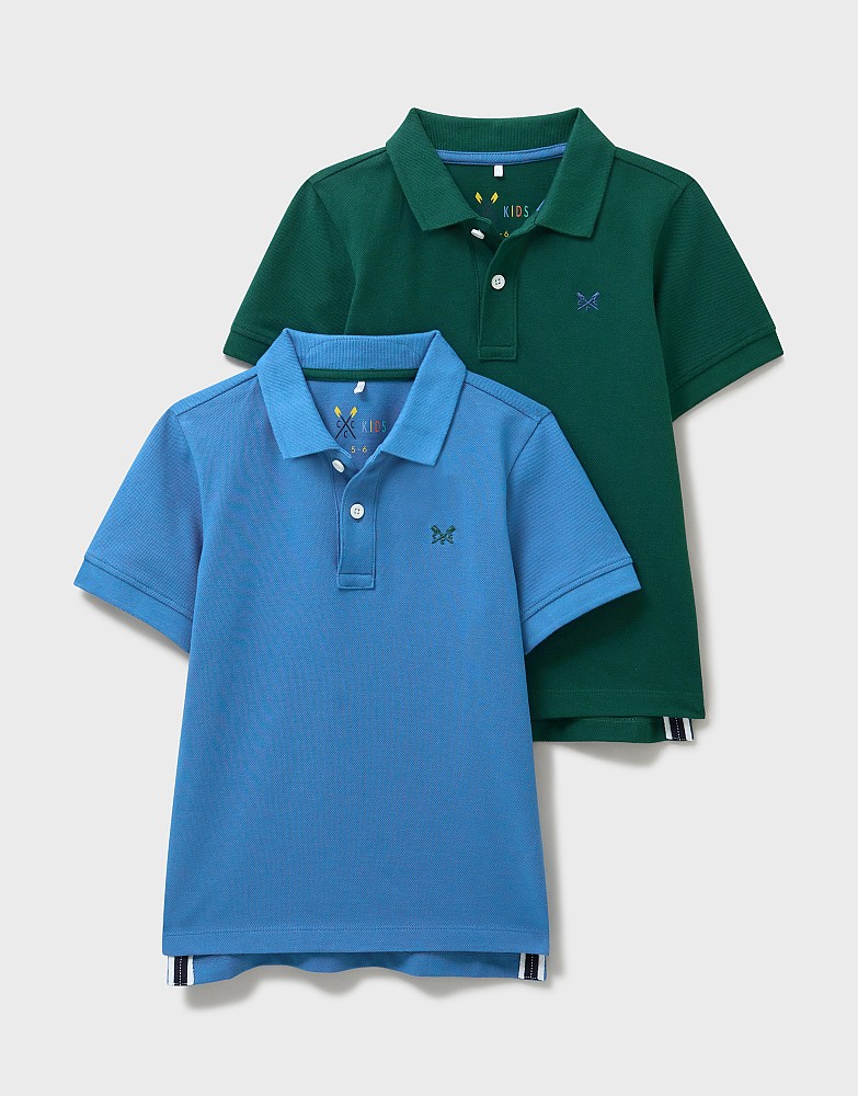 2 Pack Polos in Blue and Forest Green